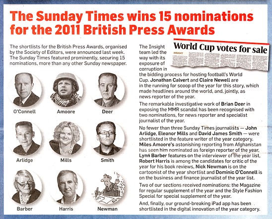 Brian Deer British Press Awards shortlist